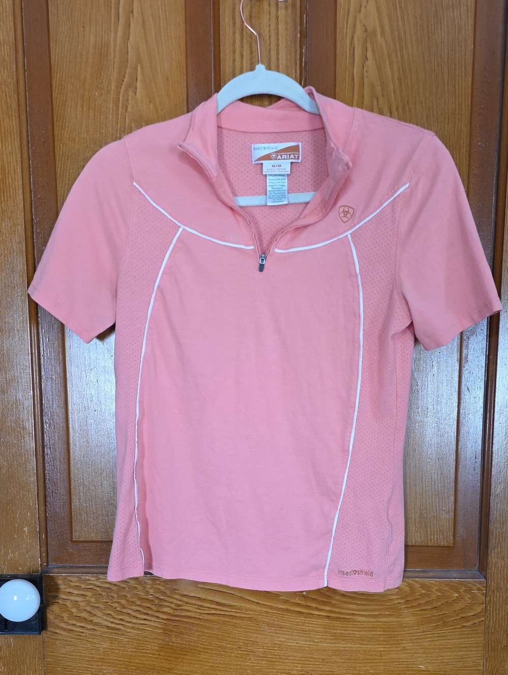 Ariat Coral Pink Short-Sleeve Zip Riding Top Insect Shield